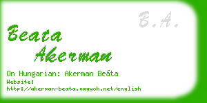beata akerman business card
